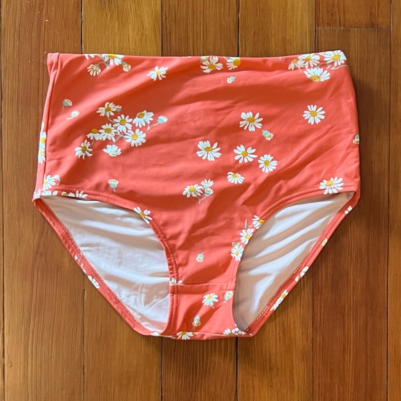 Madewell Retro High-Waisted Balconette Bikini Top & Bottom- Orange Daisies- Med - Picture 14 of 15